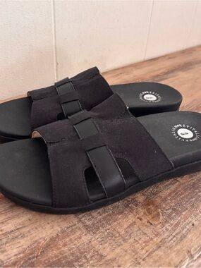 Revitalign Orthotic Linen & Leather Slide Sandal Lisbon Size 10